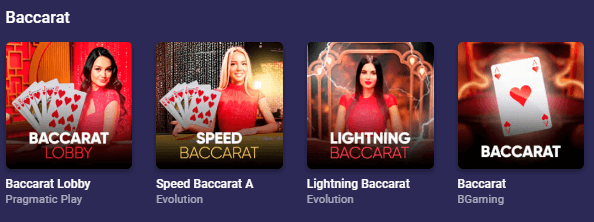 Baccarat Games by Roobet
