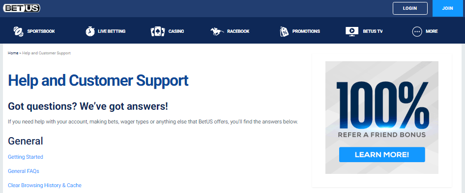 BetUS Customer Support