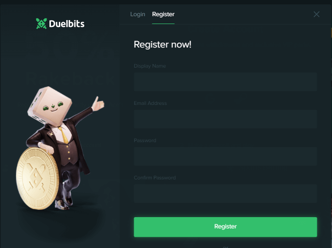 Duelbits Registration Process