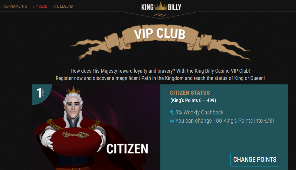 King Billy VIP Program