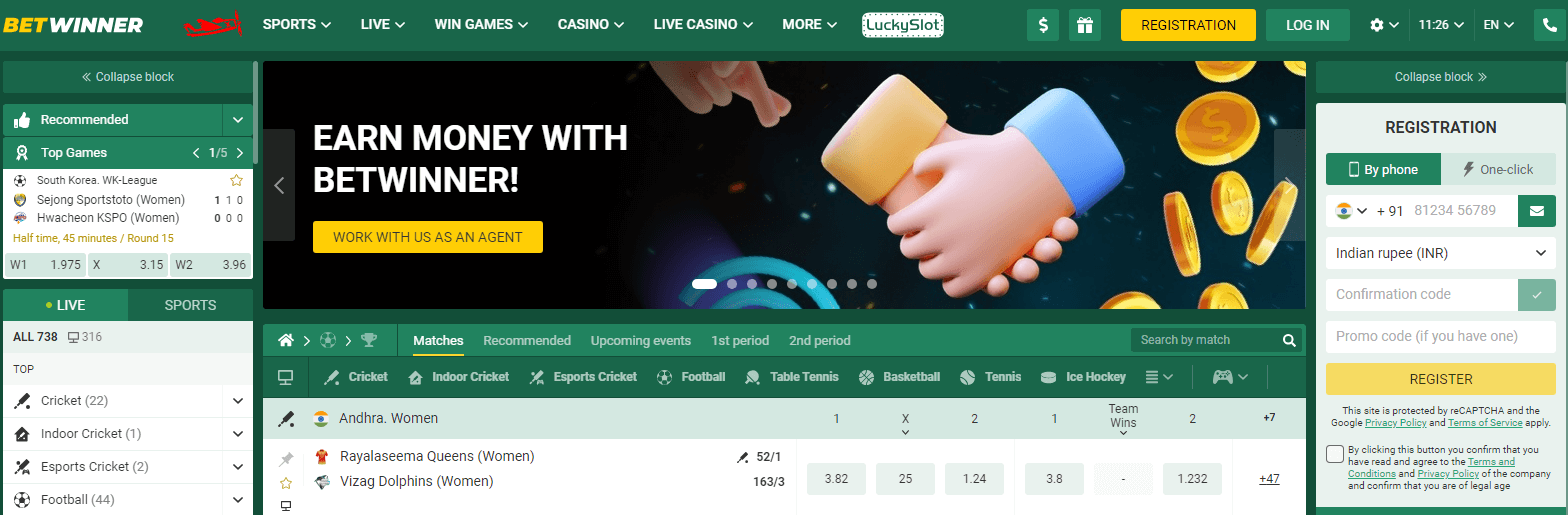 BetWinner User Interface